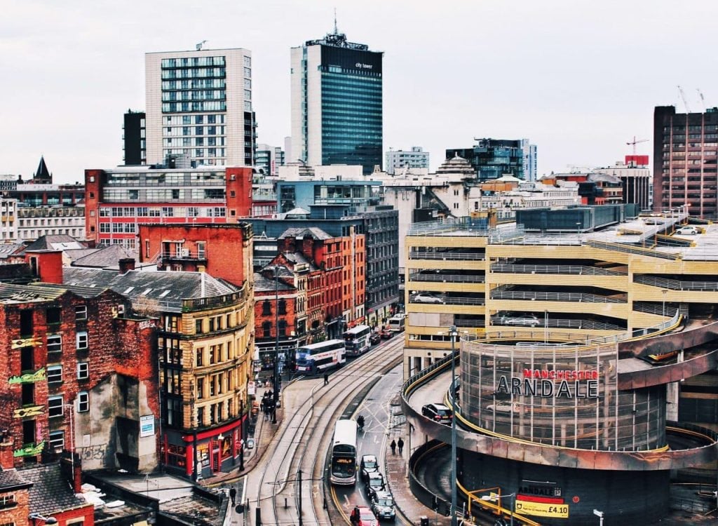 Manchester sky-line, including Arndale Centre and the Northern Quarter