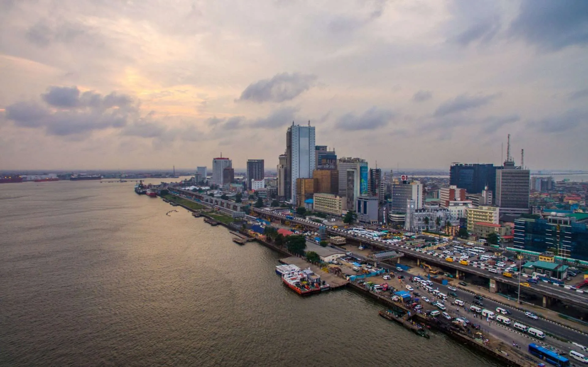 Investing in UK property from Nigeria header image - a cityscape of Lagos Island